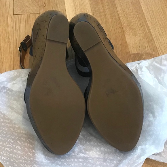 DOLCE VITA Paiva Navy Suede Wedge Heels - Picture 13 of 16